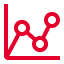 Red line graph icon with three data points connected by lines, displayed on a white background with bold red X and Y axes in the bottom left corner.