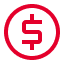 A red dollar sign inside a red circle on a light gray background.