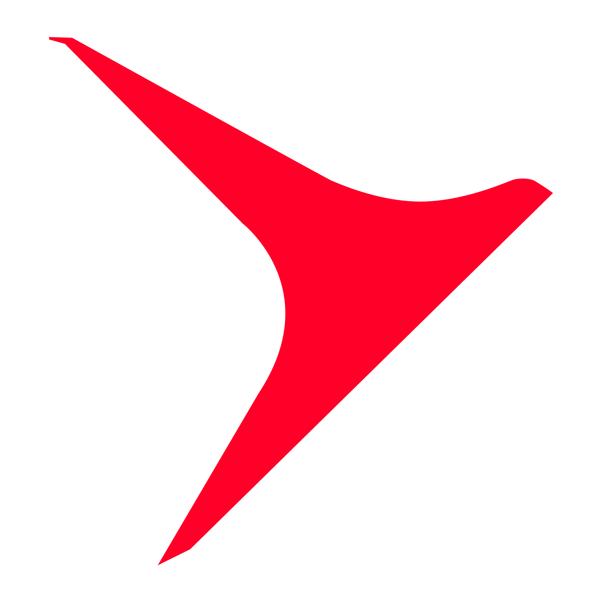 Una forma roja, abstracta y llamativa, que recuerda a un pájaro o un avión estilizados —y que evoca la innovación de la actualización del GARMIN TAWS-A—, destaca en la parte inferior izquierda sobre un fondo gris claro.